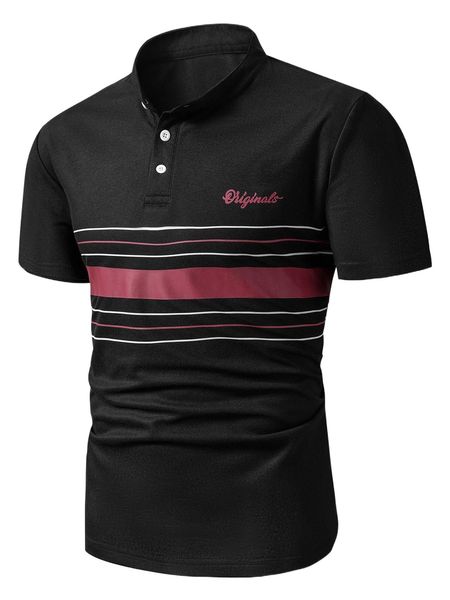 

men striped & letter graphic polo shirt i9pj#, White;black