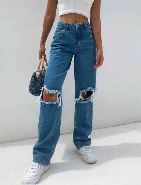 

women's jeans fashion women's jeans big holes show thin slim d3xn, Blue