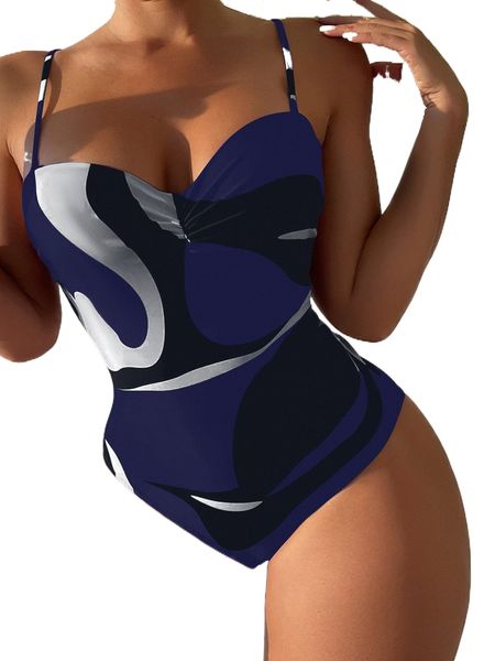 

allover print ruched push up one piece swimsuit x6xp#, White;black