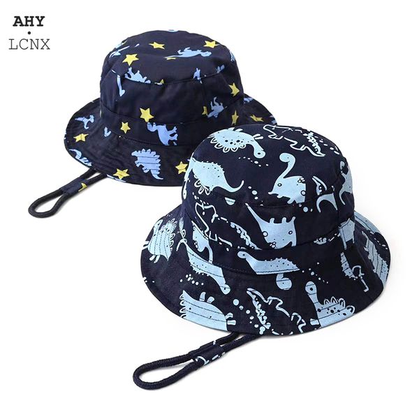

summer spring dinosaur print hat for boy girl outdoor kids fisherman sun hats children s panama cap 1 8y accessories 220630, Yellow