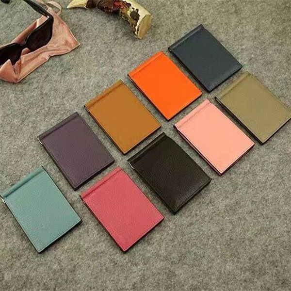 

100% genuine leather slim mens credit card wallet money clip id card case simple design burnished edges 2021 new arrivels men bifo318n, Brown;gray