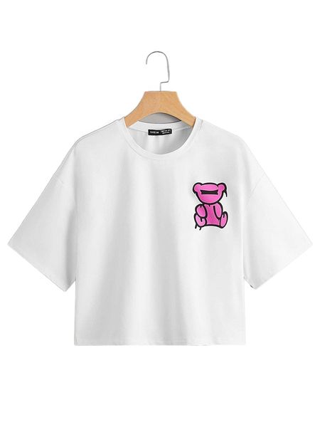 

cartoon graphic drop shoulder tee q2m2#, White