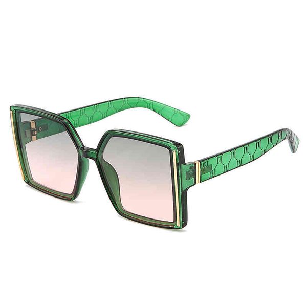 

2022 new sunglass fashion gradient large frame square metal accsori personalized sunglass women, White;black