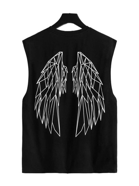 

men geo wing print tank 63gr#, White;black