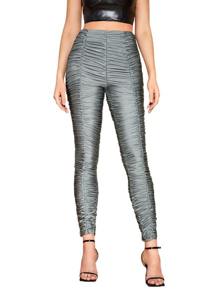 

x xenia high waist ruched skinny pants c9jp#, Black;white