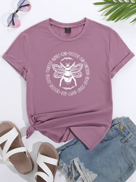 

bee & letter graphic tee d50w#, White