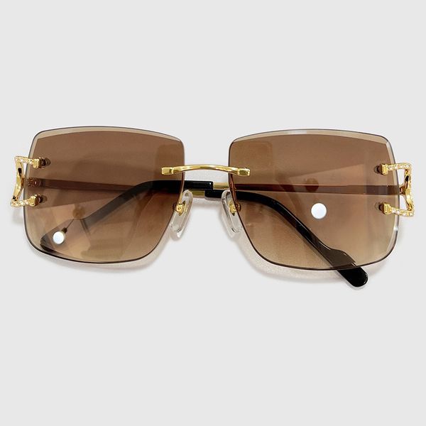 

popular rectangle rimless sunglasses women vintage casual eyeglasses luxury brand ornamental outdoor glasses, White;black