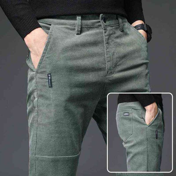 

winter pants men trousers military green 2020 out door corduroy slim casual male black office work big size, Blue