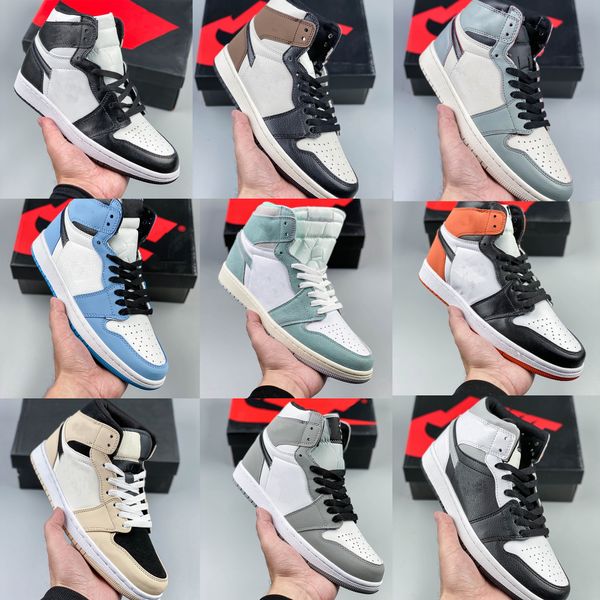 

jumpman 1 basketball shoes university blue high 1s running sneakers light smoke grey twist dark mocha mid chicago mens women trainers