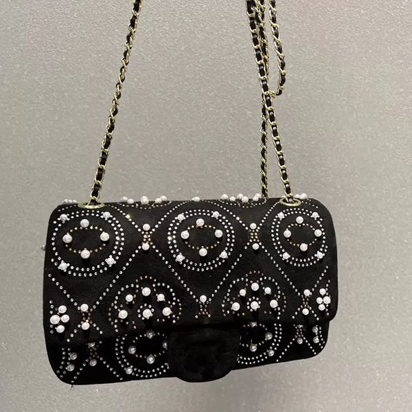 

designer ladies shoulder bag denim contrast color stitching classic handbag double chain handbags vintage luxury messenger crossbody bag tot