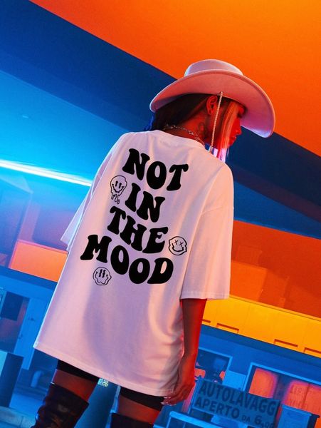 

letter & expression print drop shoulder tee 13aq#, White