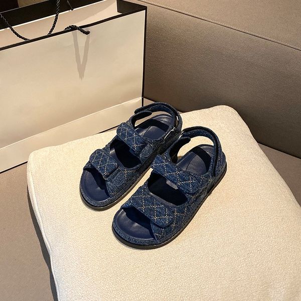 

blue sandals for women summer cool and sweet style running sandal classic design denim shoes girl flat shoes, Black