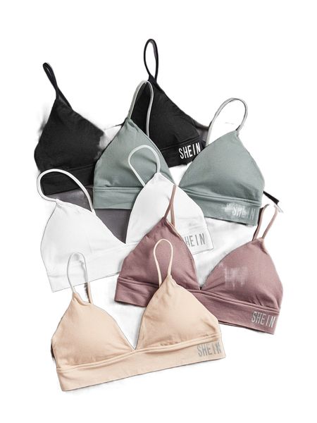 

5pack plain thin strap bra set j7qb#, Black;red