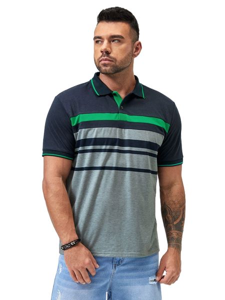 

extended sizes men color block polo shirt m8jq#, White;black
