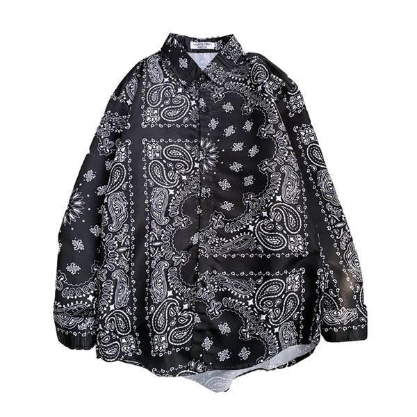 

autumn men's oversize bandana shirt plaid vintage mens paisley shirts clothes long sleeve male cardigan korean thin 220322, White;black