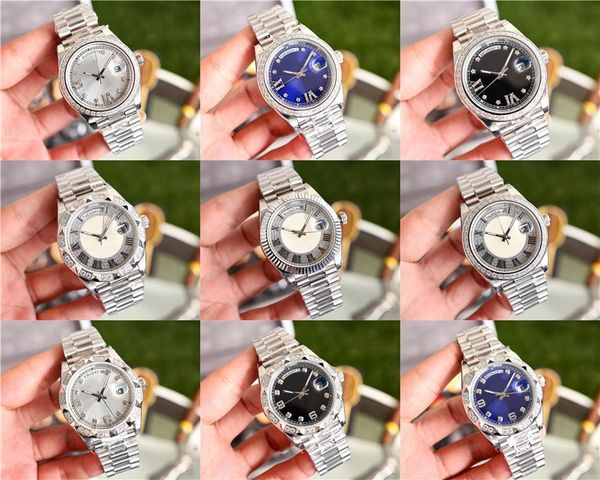 

diamond surface men watch day date automatic mechanical watches sapphire glass stainless steel strap babysbreath wristwatch platinum 1top