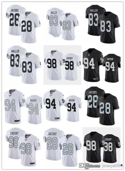 

17 davante adams men woman youth las vegas''raiders''jersey 83 darren waller 28 josh jacobs 94 carl nassib 98 maxx crosb, Black;red