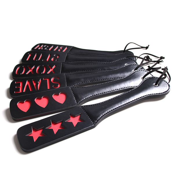 Heart STar SM Flog wide Spank Paddle Beat Submissive Slave Kinky Fetish Riding Crops Black BDSM Whip Torture Gear sexy Toy