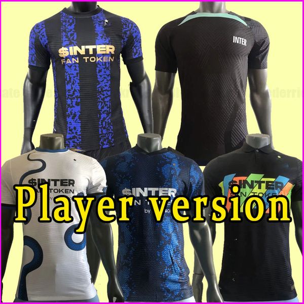 

player version 2021 2022 2023 inter soccer jerseys dzeko calhanoglu eriksen alexis perisic football shirts men barella lautaro home away thi, Black;yellow