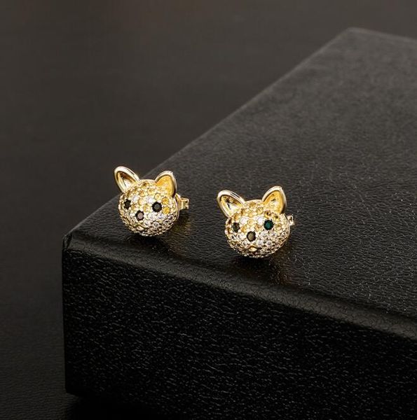 

hip hop dangle cz stone paved bling ice out cute dog animal earrings for women charm jewelry gift, Silver