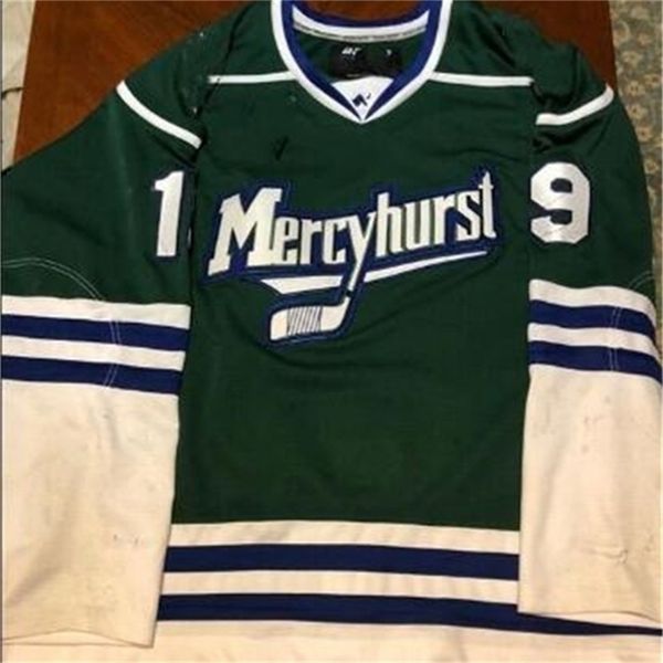 Mcustomize Thr tage Mercyhurst Yolu # 19 En İyi Hokey Jersey Nakış Dikişli veya Özel Herhangi Bir Ad veya Numara Retro Forması