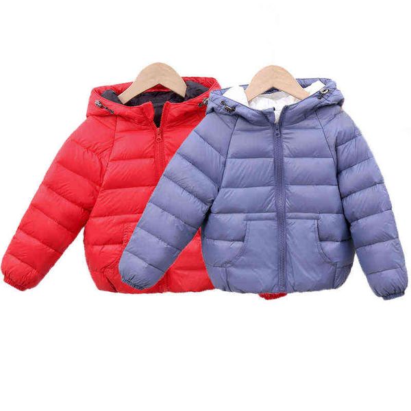 Meninos Down Jackets 2020 Crianças Capuz Outerwear Winter Girls Warm Duck White Down Jacket Baby Fashion Kids Zipper Jacket J220718