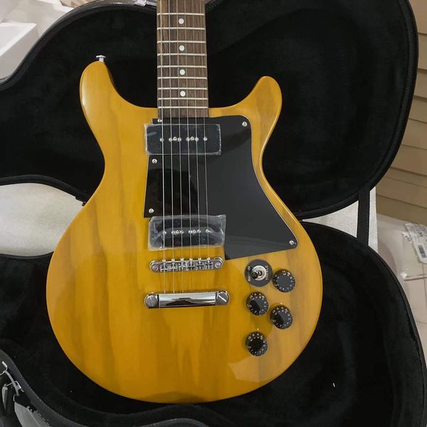 

studio version electric guitar transparent yellow rosewood fingerboard mahogany body chrome hardware same of the pictures