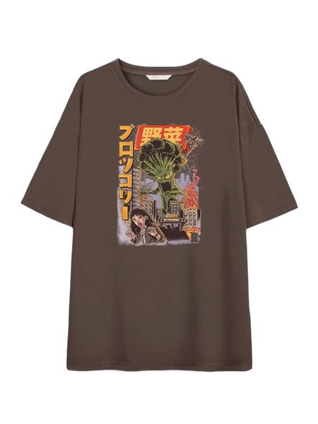 

romwe x ilustrata cartoon & figure graphic tee n19h#, White