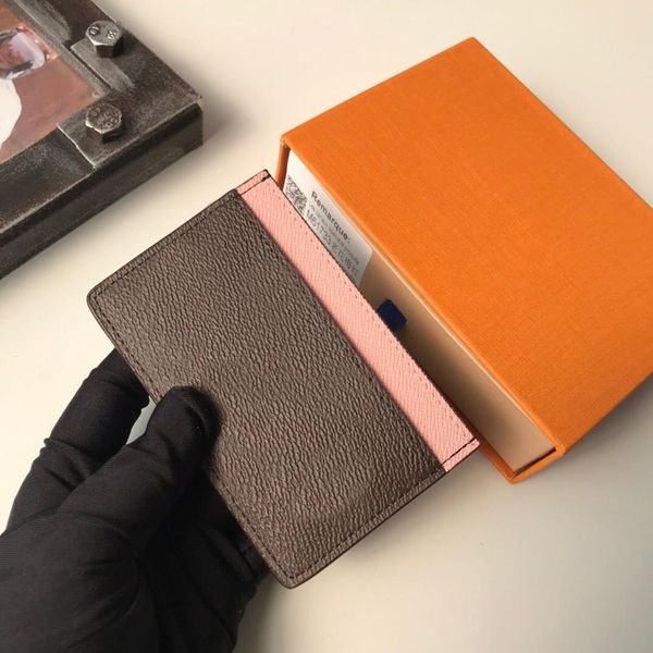 

men women pocket fashion mini credit card holder bag classic coin purse zipper wallet with box, Brown;gray