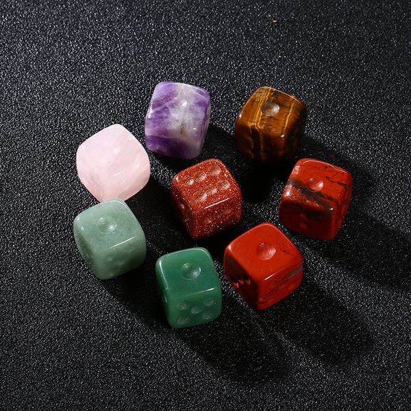 

natural stone crystal 15mm dice ornaments quartz healing energy reiki gem craft decoration, Black