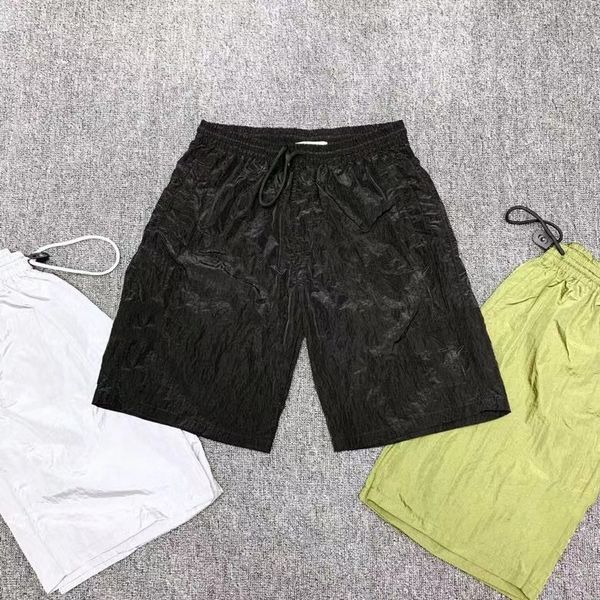 

brand designer pleated light mens shorts nylon drawstring casual trousers male short knee beach sport fitness wear m-xl yp630, White;black