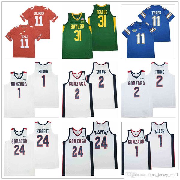 

stitched ncaa college basketball jerseys gonzaga 1 jalen suggs 2 drew timme 24 corey kispert texas longhorns 11 sam ehlinger baylor 31 macio, Black