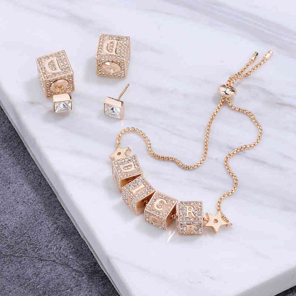 

2022 factory wholesale new dijia sieve series femininity celebrity style french earrings net red earrings bracelet necklace, Golden