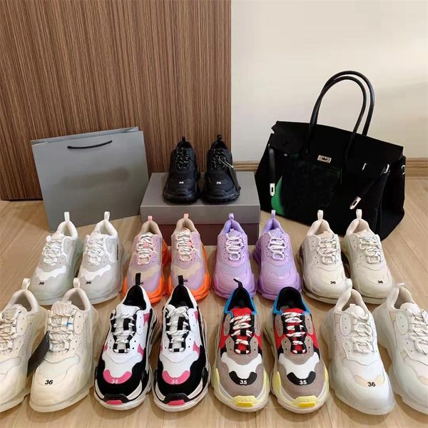 

triple s designer sneakers men women clear sole shoes vintage paris casual shoes crystal bottom old dad sneaker platform leisure trainers wi, Black