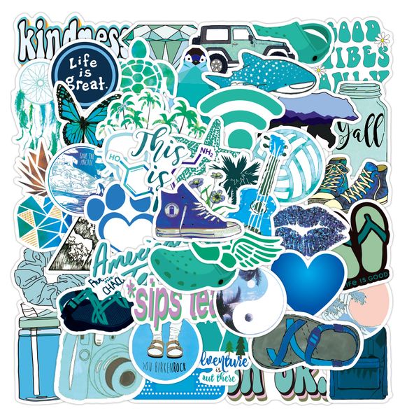 

50pcs lot blue ins style cartoon cute lapsticker pack for kids toys diy phone case notebook water bottle luggage helmet computer skateboard