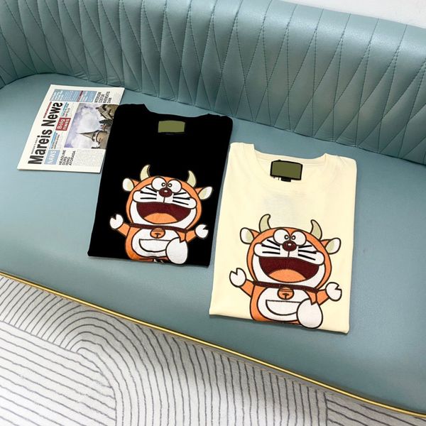 

men's t-shirts round neck embroidered and printed polar style summer wear with street pure cotton t2r, White;black