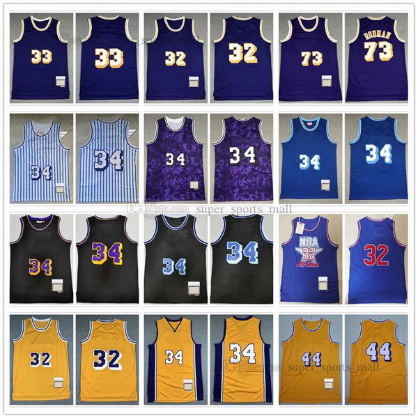 

retro mitchell and ness basketball jerseys 32 earvin 33 kareem johnson 73 dennis james rodman west abdul chamberlain worthy jersey stitched, Black;red
