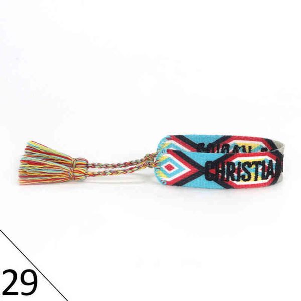 

fashion designers wovens friendship bracelet for luxury brand handmade braided bracelets with tassel print embroidery men bangle code 20-38, Golden;silver