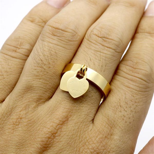 

stainless steel 18k gold plated heart ring famous brand jewerly ring love cuff ring for woman man couple gift251j, Silver