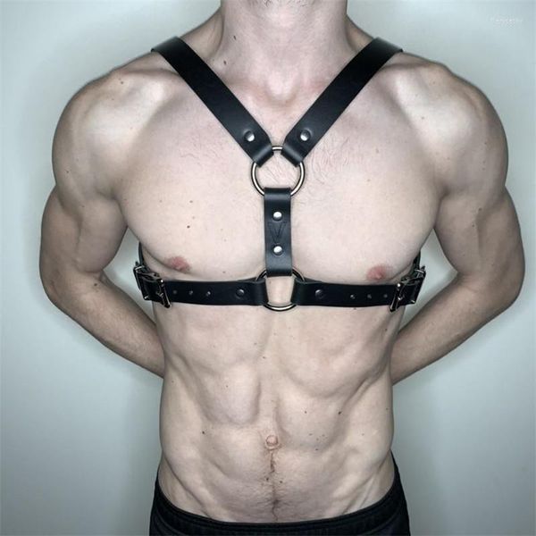 Cinture Finimenti in pelle Cintura da uomo Sexy Lingere Fetish Punk Goth Harajuku Body Bondage Pu Maschio Gay Tracolla Costume RaveBelts Fier22