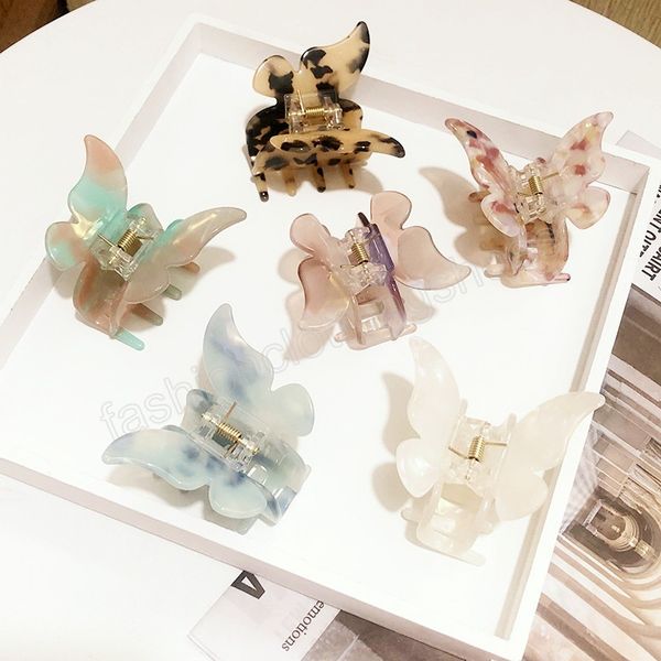 

color retro little butterfly transparent hairpin hair claws women sweet hair clip accessories, Slivery;white