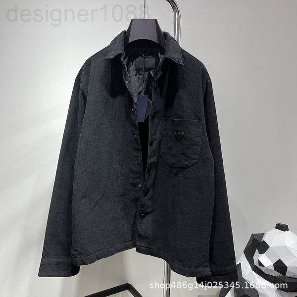 

women's jackets designer [correct version]p home corduroy double jacket shirt lapel button triangle label versatile coat 1jdi, Black;brown