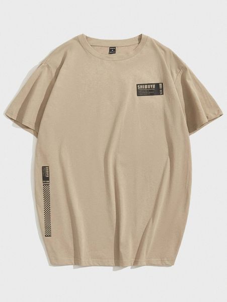 

men letter & buffalo plaid graphic tee h8qg#, White;black