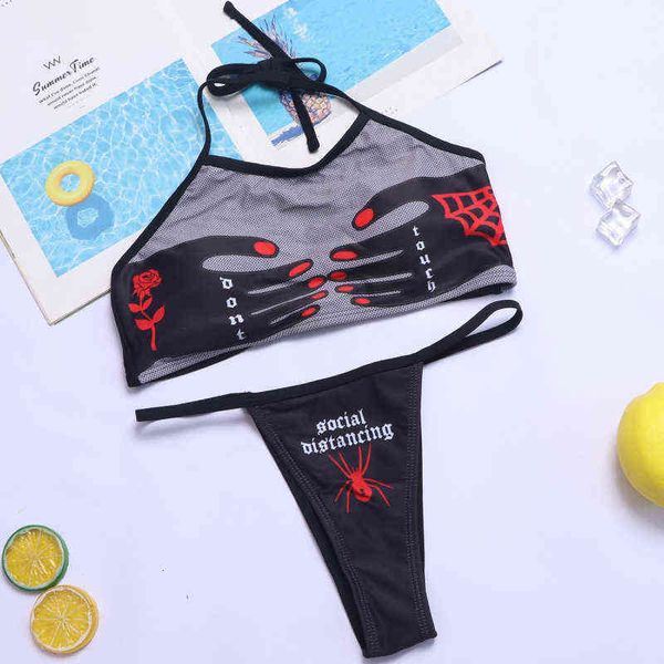 

bikini swimsuit offset rose red spider split swimsuit, White;black