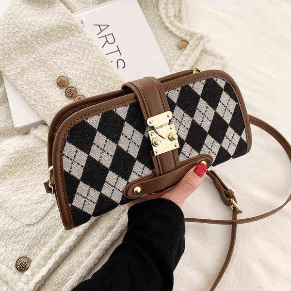 Bolsas noturnas HBP Bolsa Crossbody Bag Plaid Pu e Canvas S para Women Diamond Grid Houndstooth ombro de Moda Ladies Fashion Hags 220727