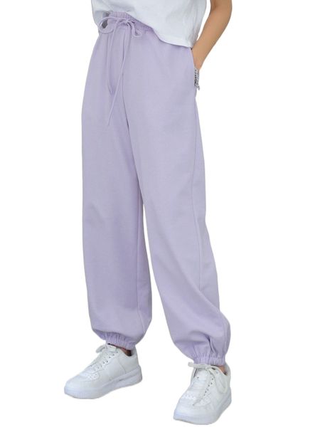 

dazy slant pockets drawstring waist sweatpants l7gc#, Black;white