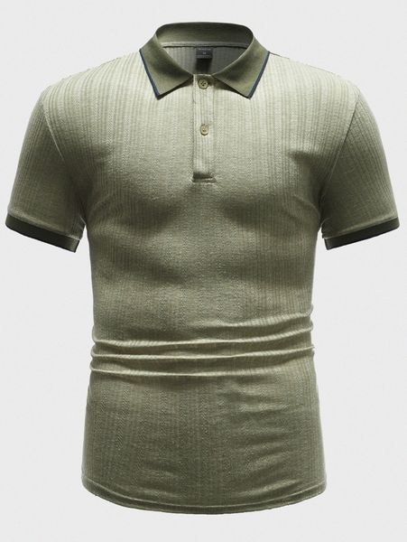 

men ribbed knit solid polo shirt 48xh#, White;black