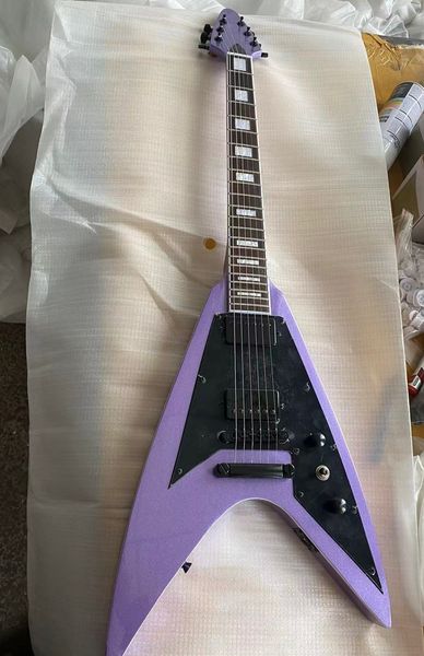 

factory v shape electric guitar black hardware color purple