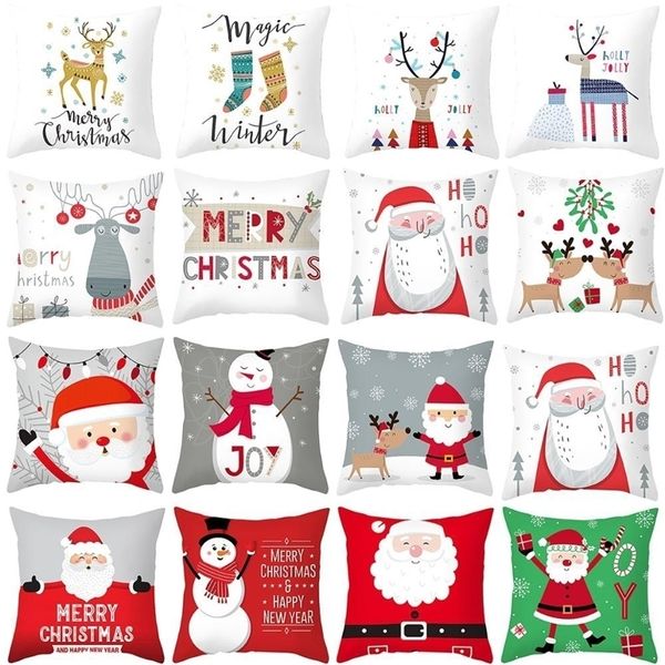 Rena Santa Claus Cushion Cover Decorações de Feliz Natal para Ornamento de Casa Navidad Xmas Gift Year Y201020