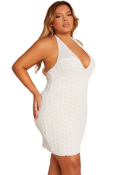 

sxy plus textured knit halter dress n8go#, Black